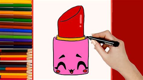 pintalabios dibujos|Cómo dibujar un pintalabios kawaii .